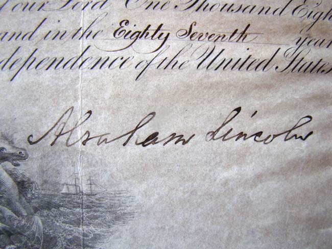 An historically important ABRAHAM LINCOLN signed Naval Commission for Capt. Joseph F. Green dated February 21, 1863. — image 2
